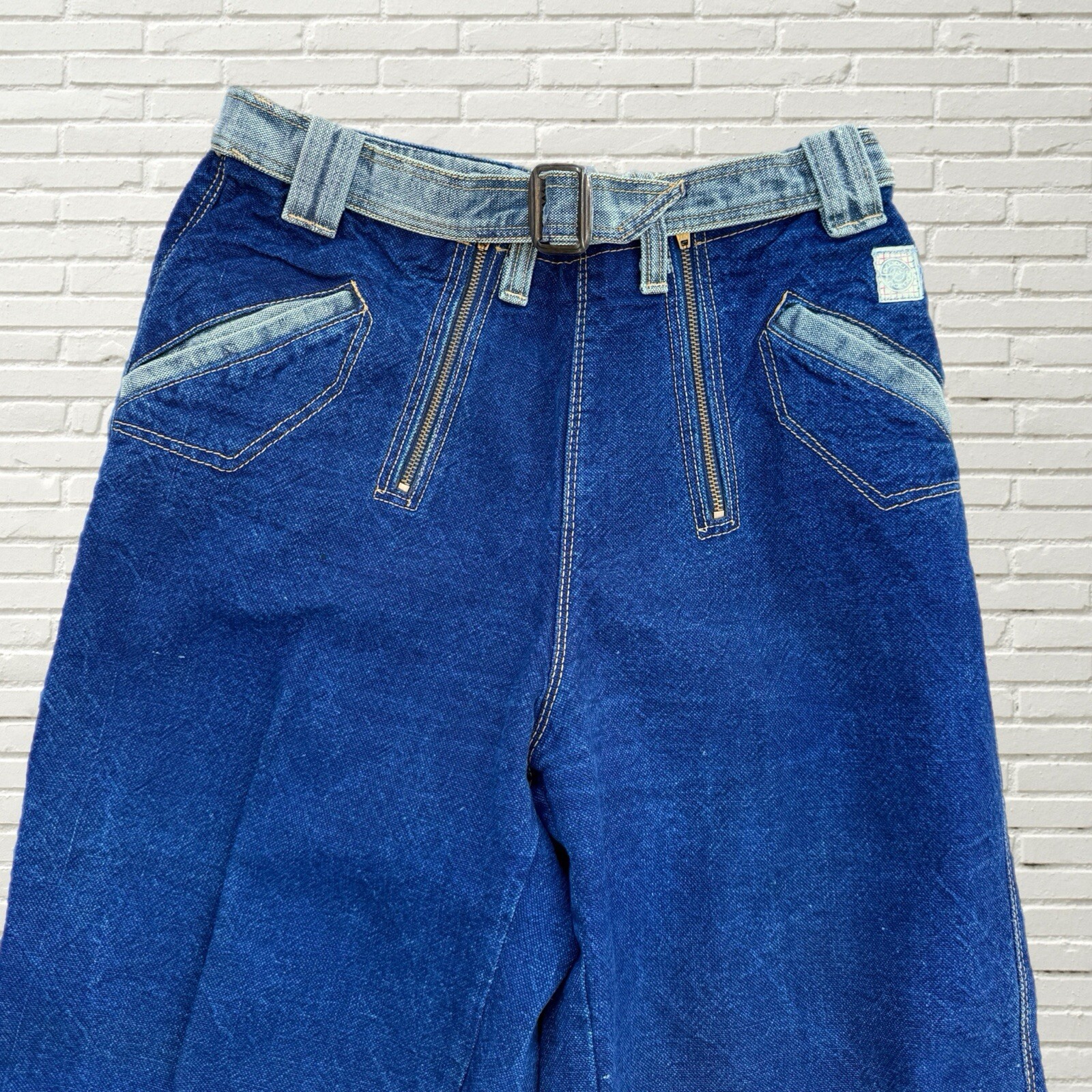 Vintage 80s Color Block Jeans – Double Zipper – Jou Jou Size S