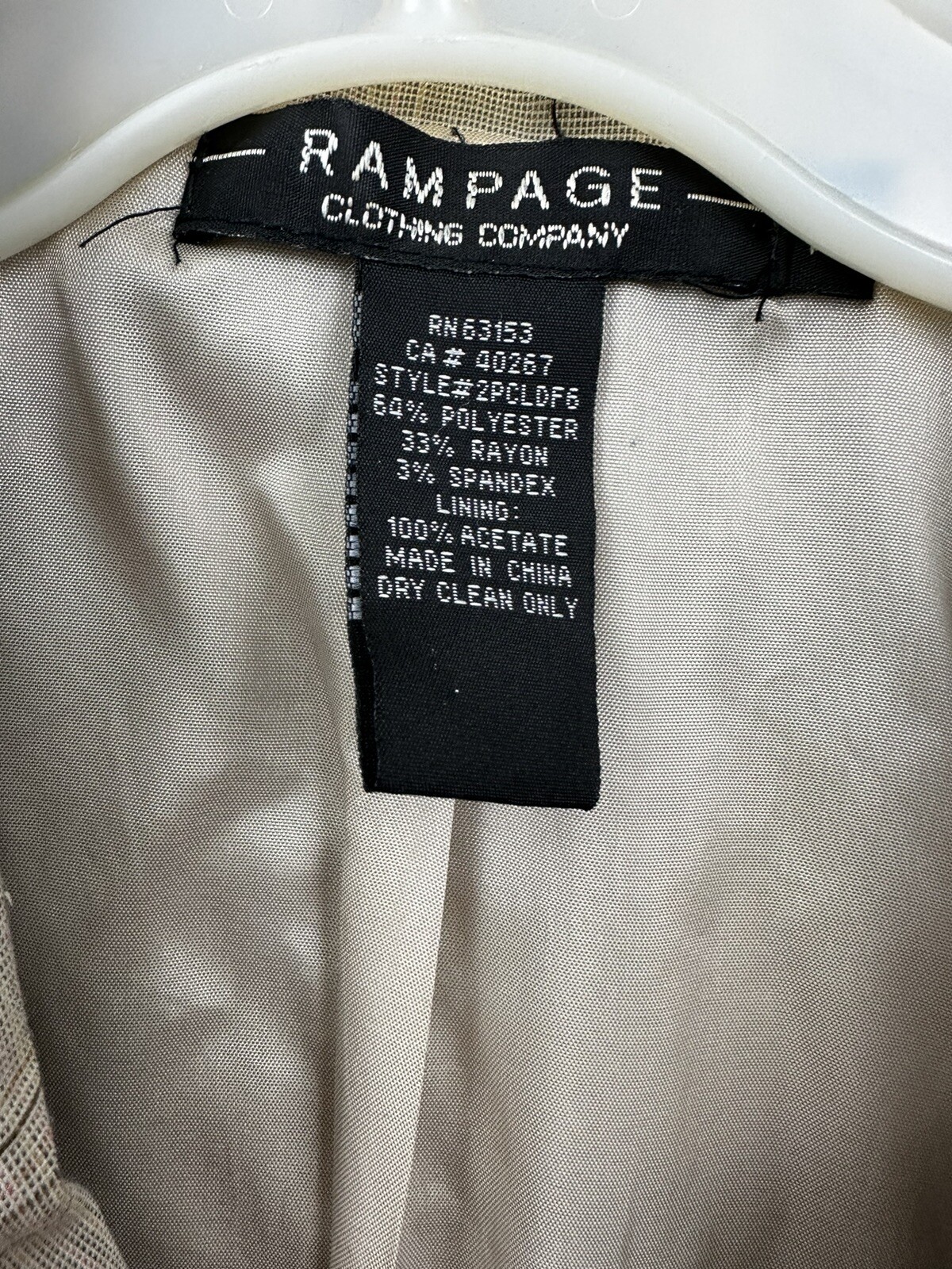 Y2K Vtg Rampage Womens Blazer M Tan Glen Plaid Single Breasted One Button Lined