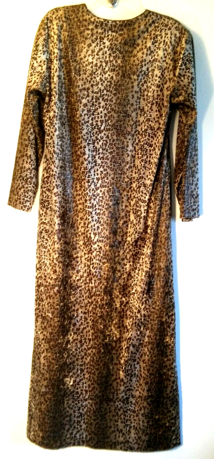 Ruth Norman Vintage Size S Leopard Caftan Housecoat Loungewear Robe zip tassle