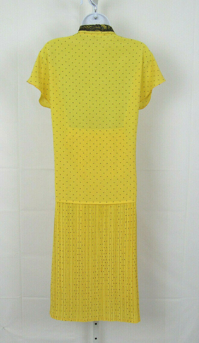 VTG 1980s GAUNILLO OF FRANCE DESIGNER SKIRT & TOP YELLOW BLACK & SILVER LACE