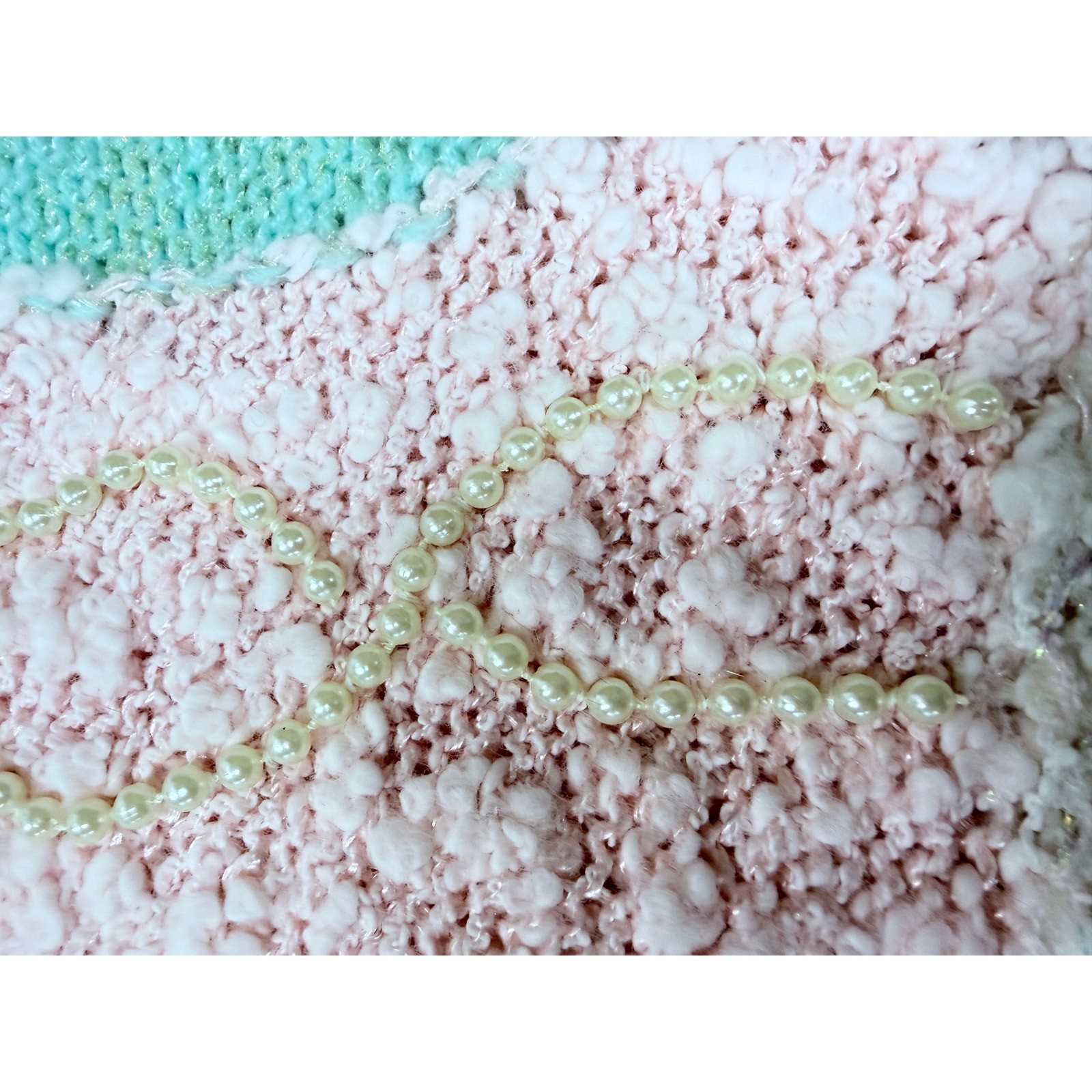 VTG Jaclyn Smith Size S Pastel Fairy Kei Sweater Pearl Rosette Cottagecore