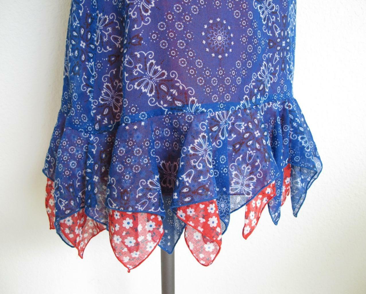 Vintage 70s Scooter Mini Skort Bra Dress S Bandana Print Red Wht Blue Hanky Hem