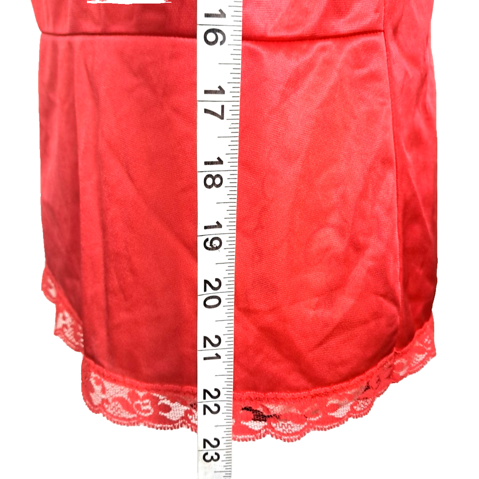 Vintage Dawn to Dusk Lace Satin Nylon Tank Cami Top Size M Red Goth Fairygrunge