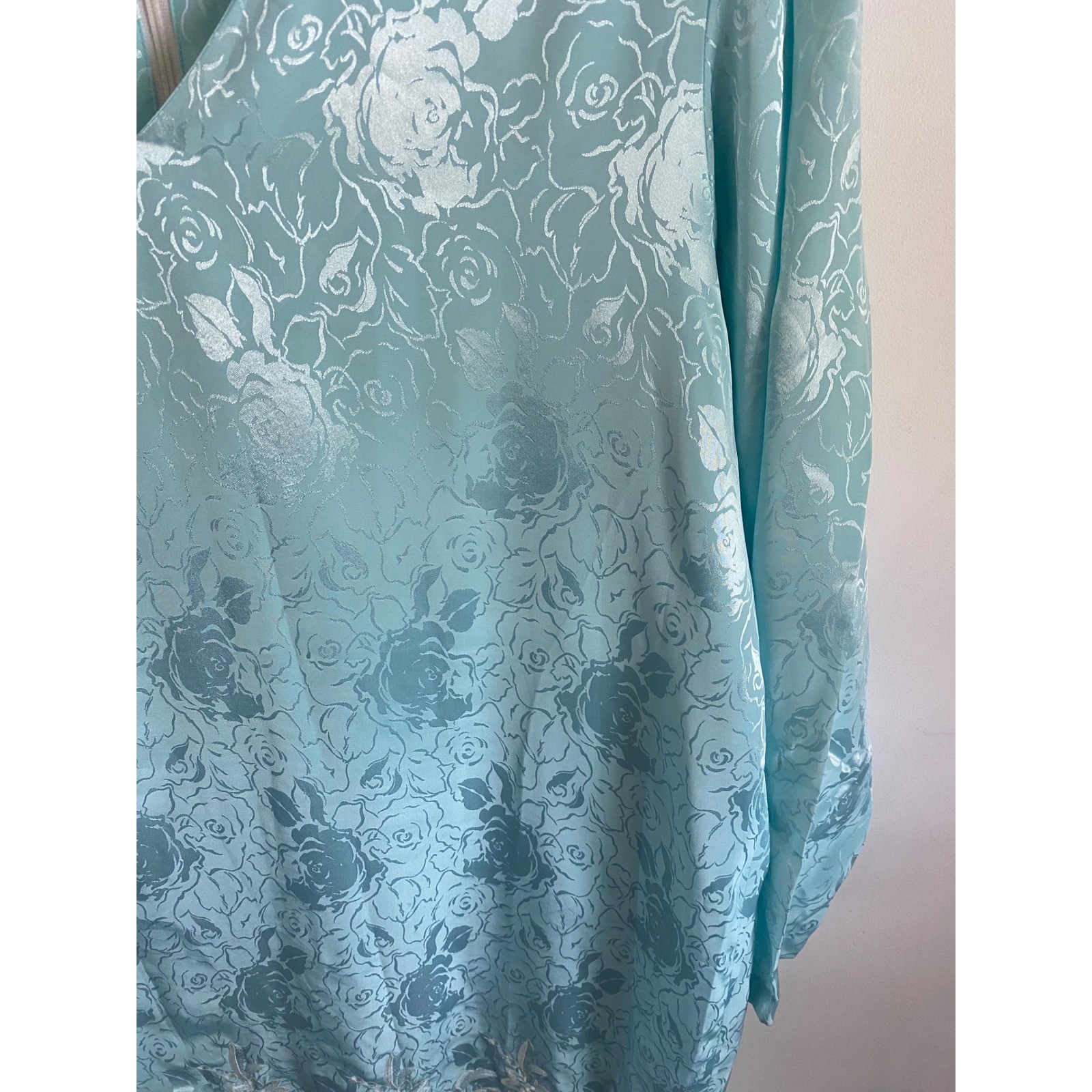 Lauren Alexandra Vintage Aqua Blue Floral Jacquard Lace Drop Waist Dress Size 12