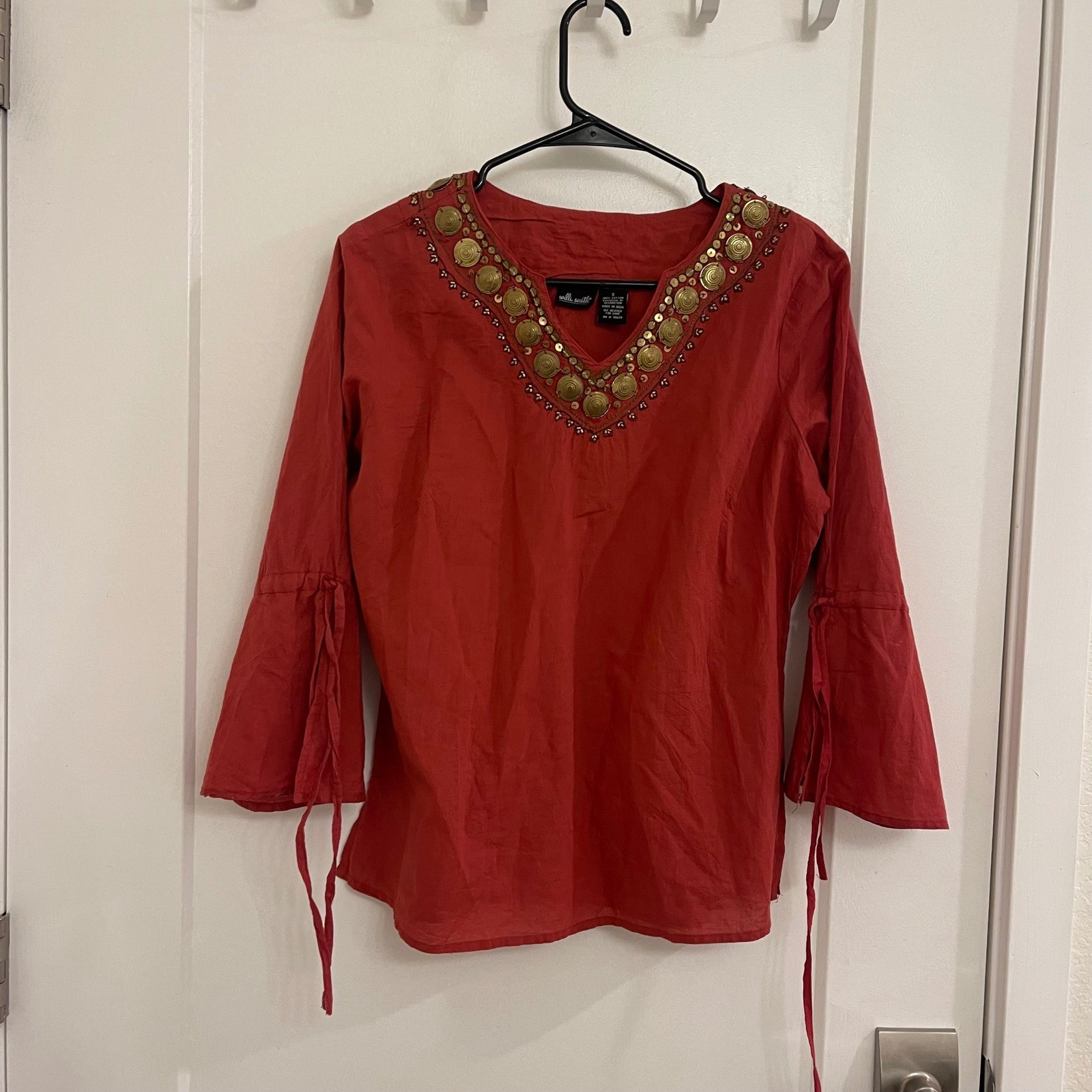 Vintage Willi Smith Medallion Boho Blouse Indie Hippie Beachy Coastal