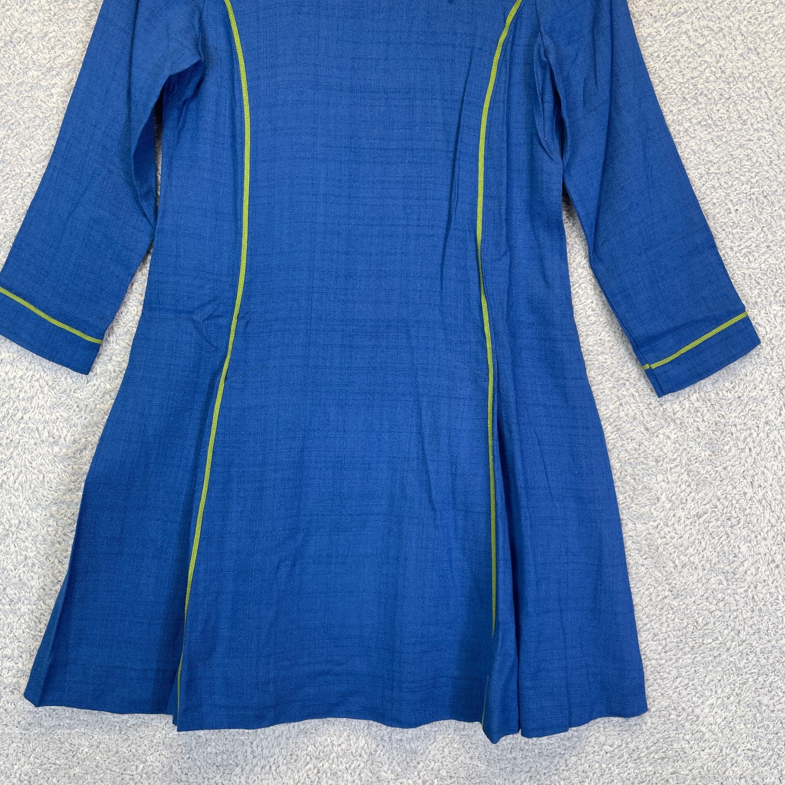 Vintage 1960s Ruth of Carolina Cobalt Mod Dress Embroidered Grapes A-Line XS