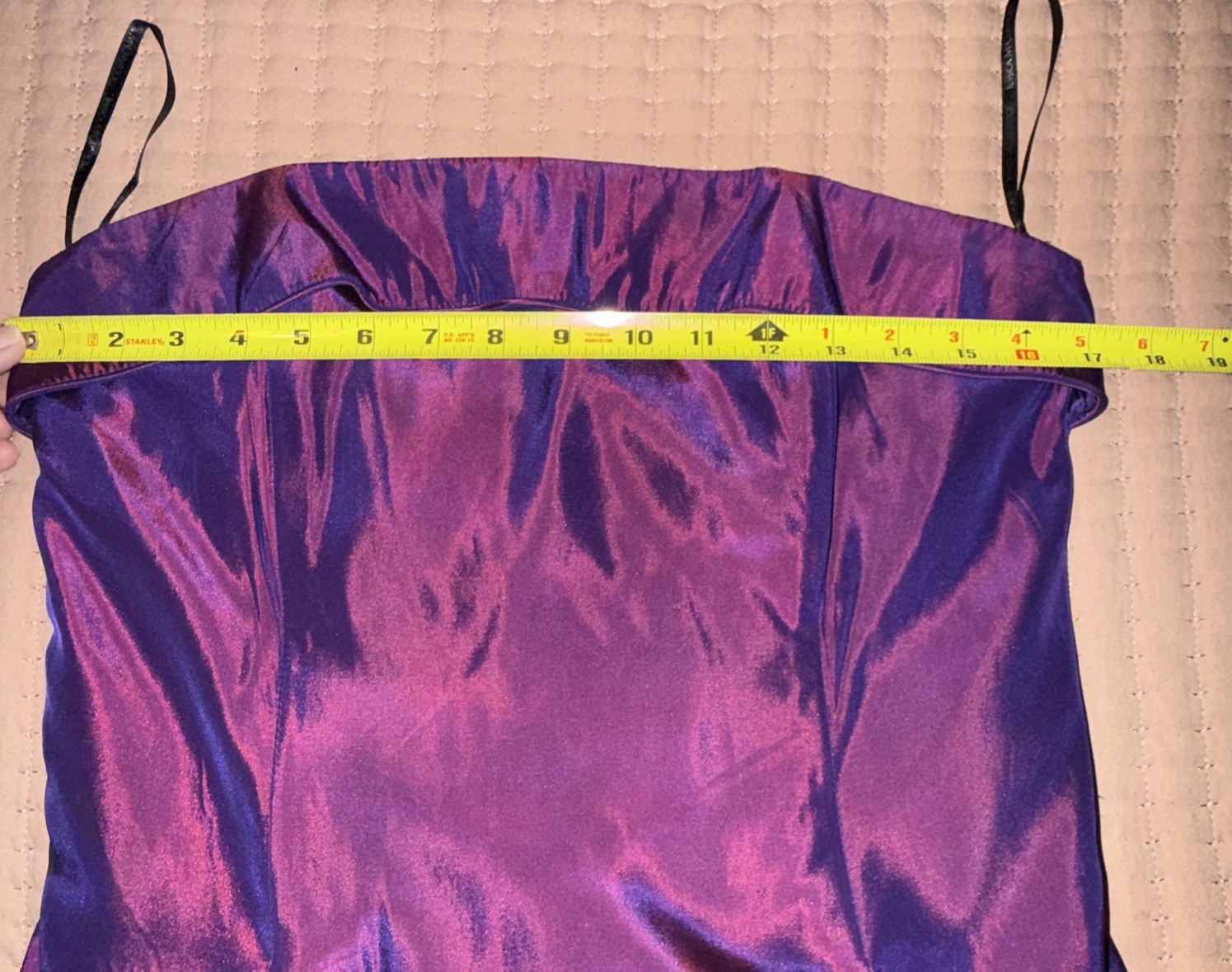 VTG Jessica McClintock Gunne Sax Iridescent Purple Satin Strapless Prom Dress 13