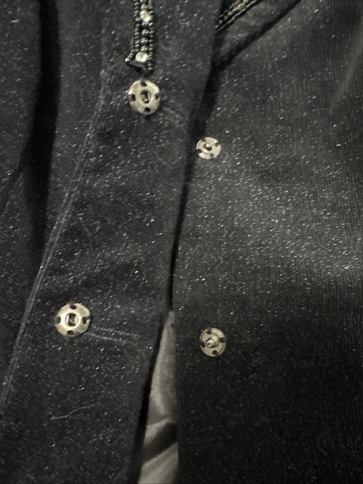 VTG Bisou Bisou Western Black Glittery Jacket Blazer Embellished Back Cut Out L