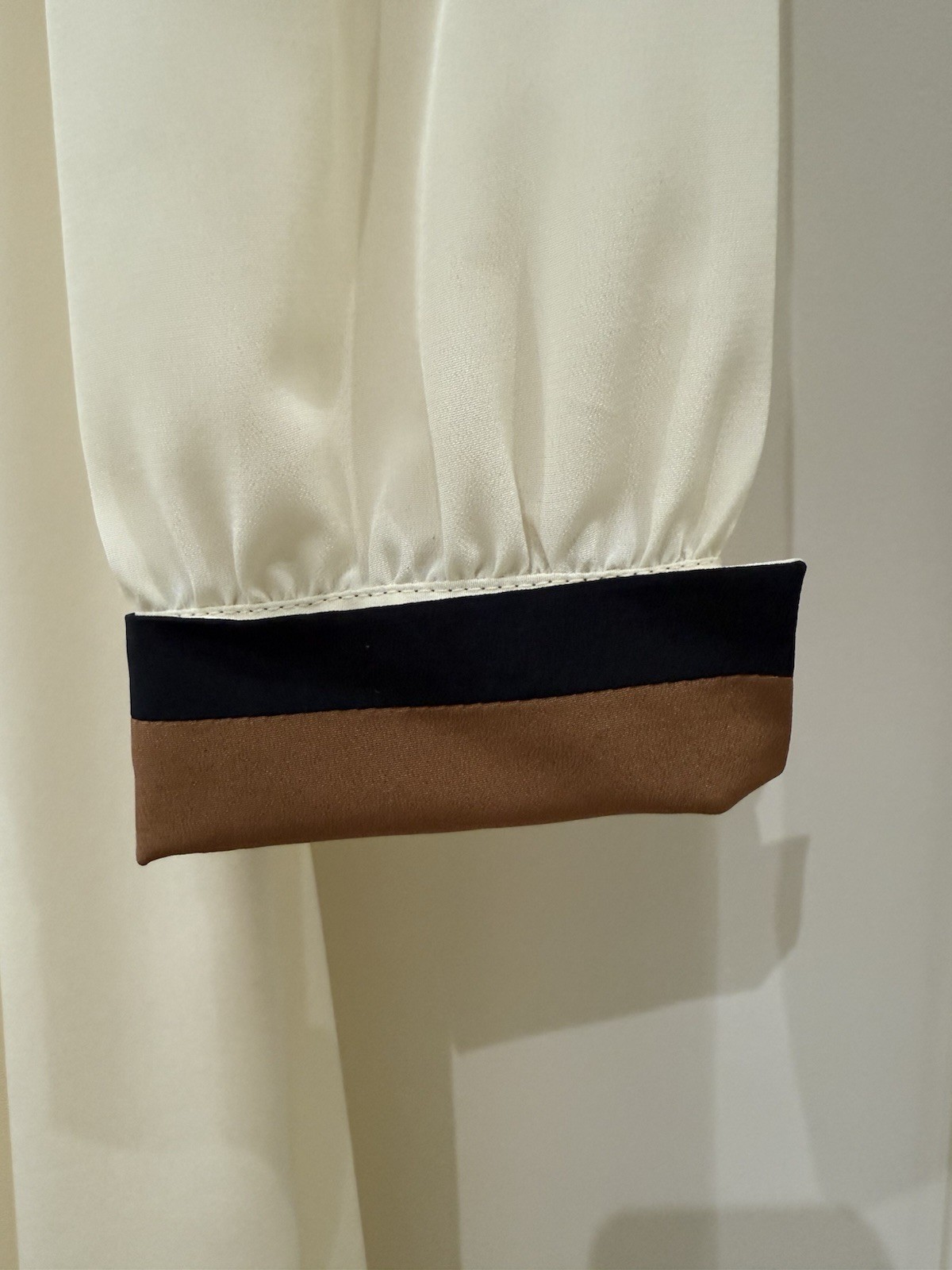 Vintage Nardis of Dallas Ecru Dress w rust and black tailor trim. sz 10