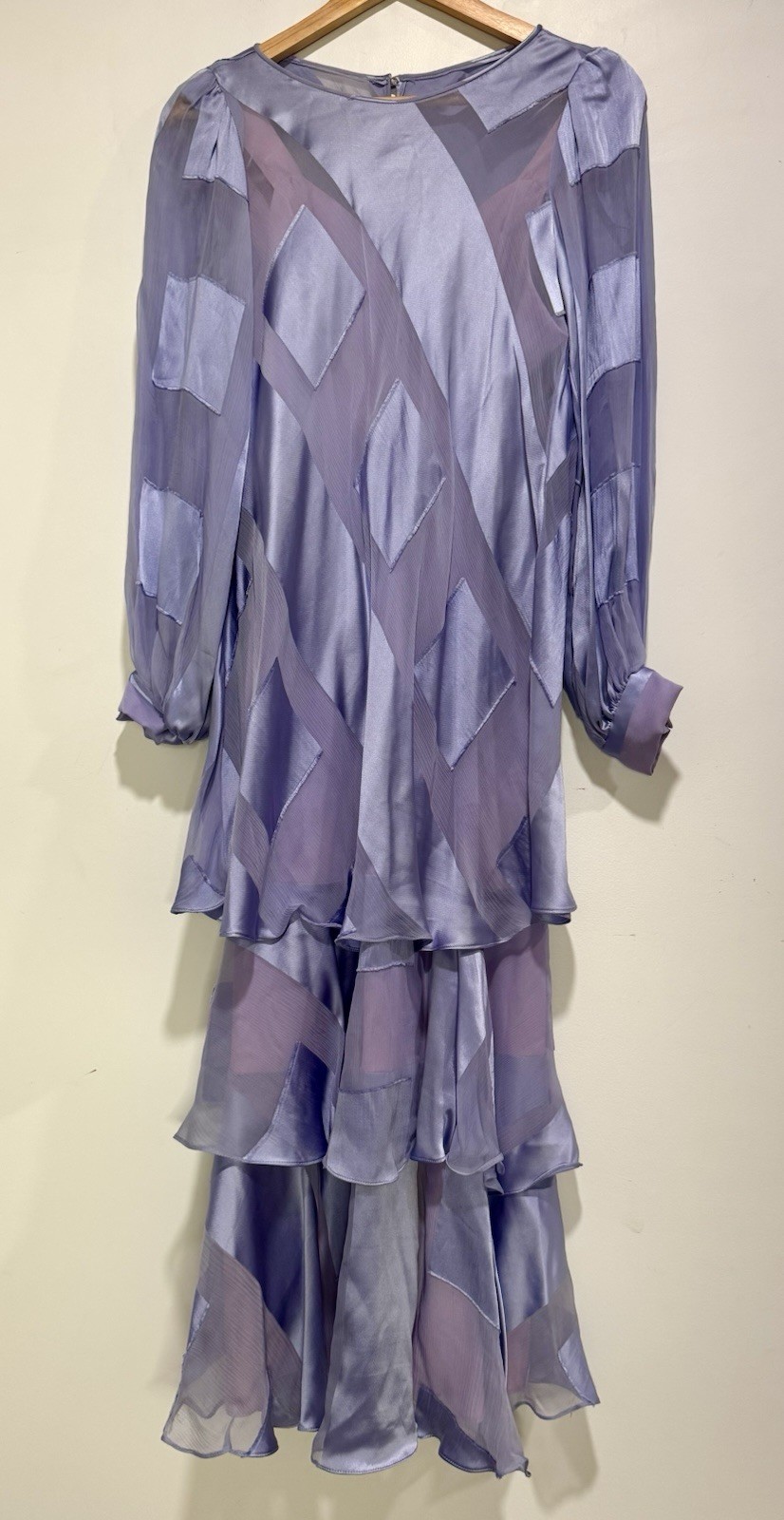 Vintage 60s Francis Wright Dress Tiered Sheer Sexy Blue Purple Memphis Boutique
