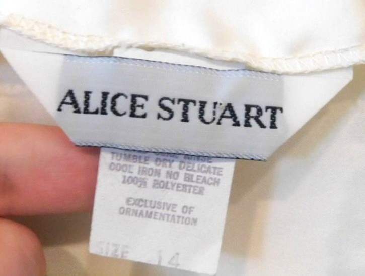 Alice Stuart 14 Off-White Satin Lace Ruffle Edwardian Style Poet 1980s Blouse