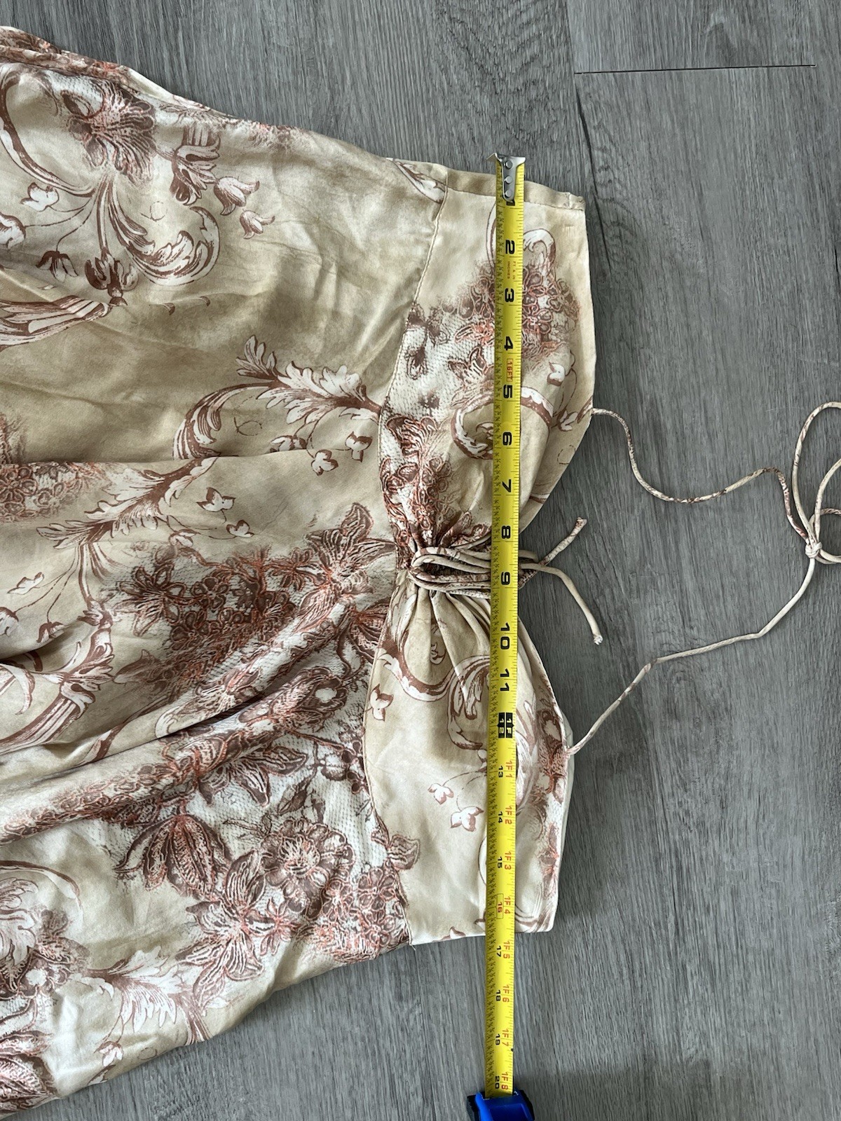 VTG IN LOVE PARIS 100% Silk Dress T1 S Made France Designer Lace Halter Boho Tan