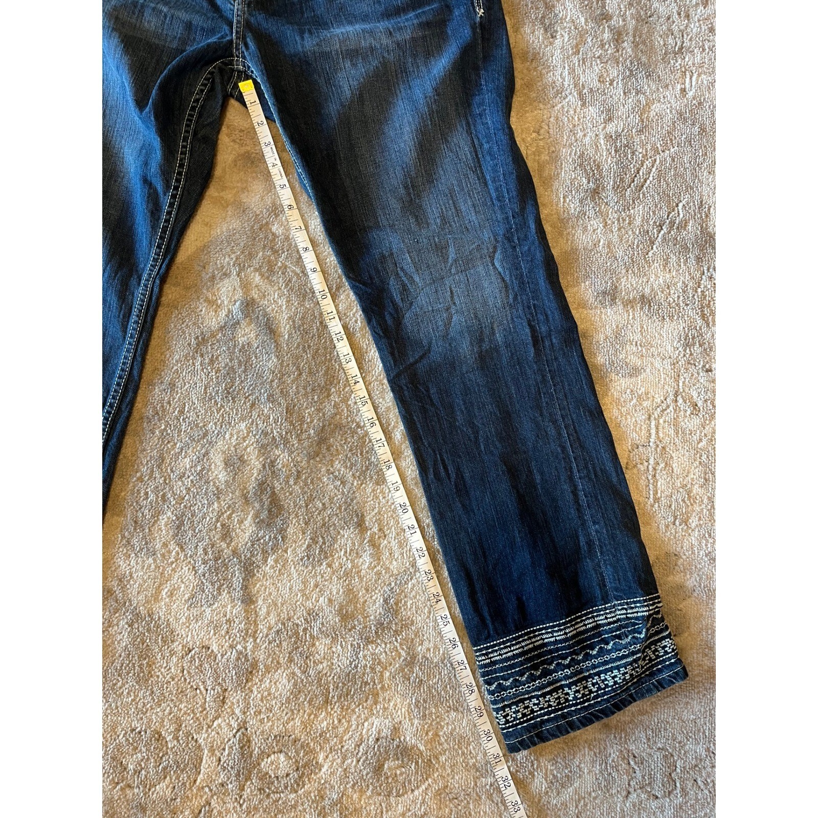 Vintage Y2K Cruel Girl Abby Jeans Wide Leg Dark Wash Western Embroidered Hem