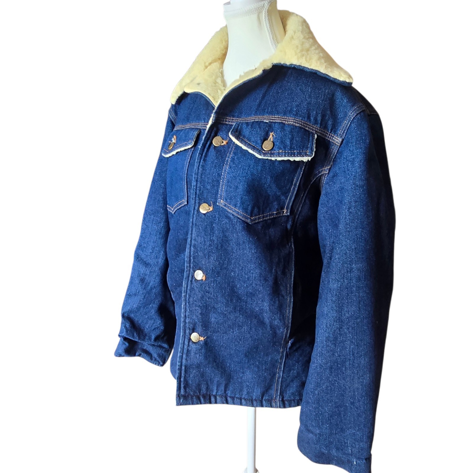 Vintage 1970s Carhartt Denim Sherpa Lined USA Barn Chore Jacket 38 Cowgirl