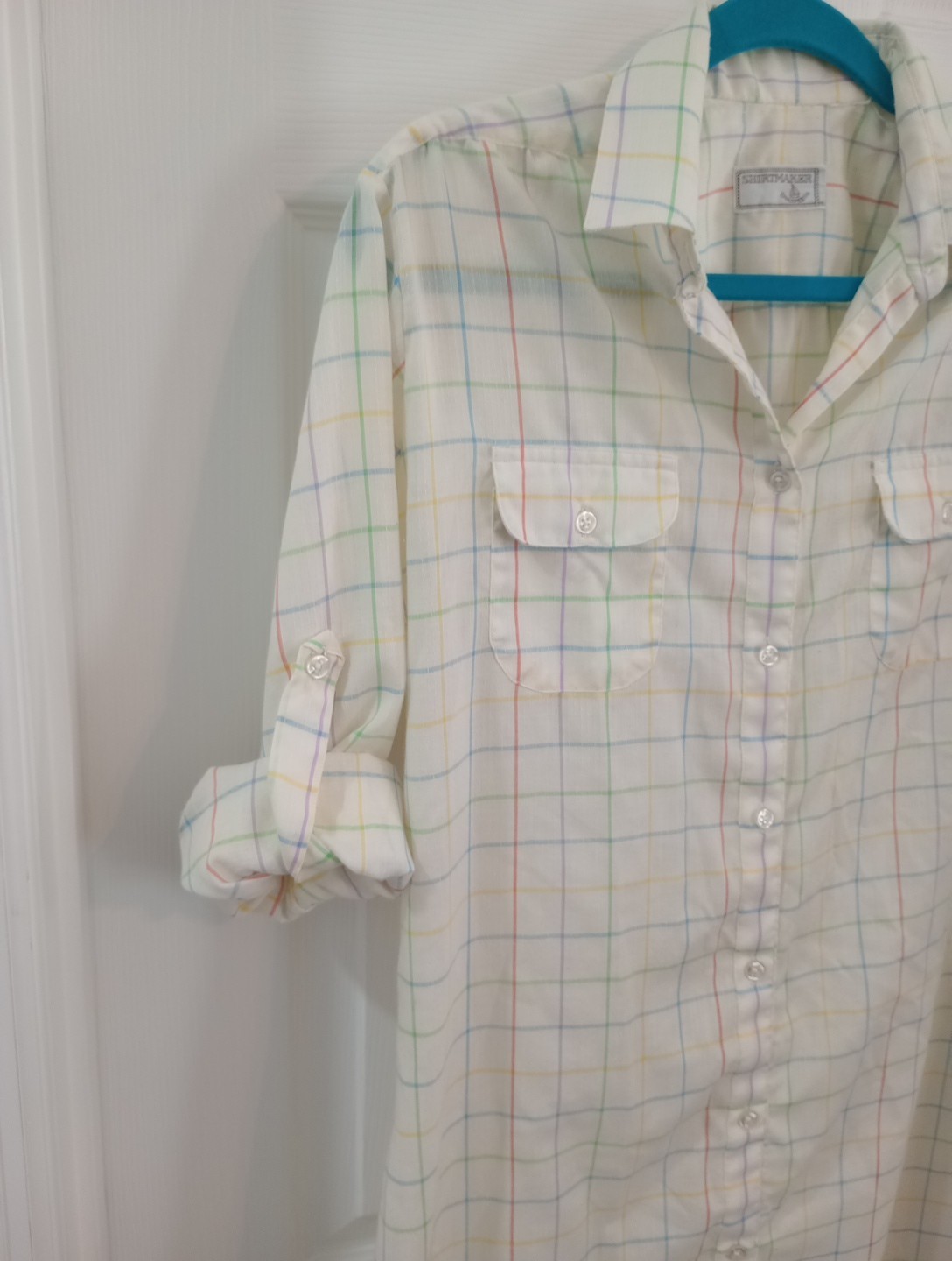 Vintage 80s Shirtmaker By Dunloggin Window pain Colorfully Patterned Dress, Size