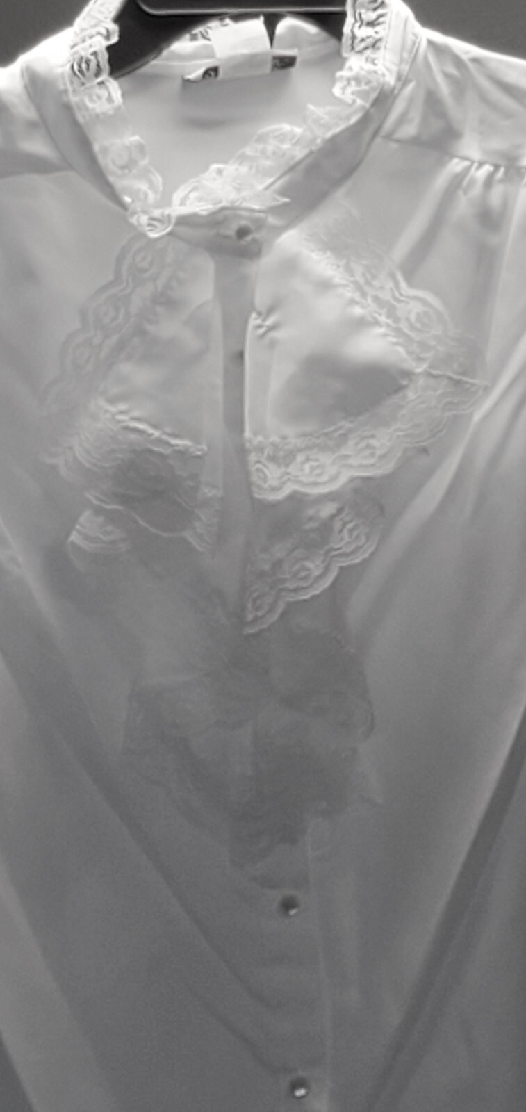 Vtg 80s White Style Trix Ruffle Frills Lace Lolita Princess Sleeves Top Bust 48″