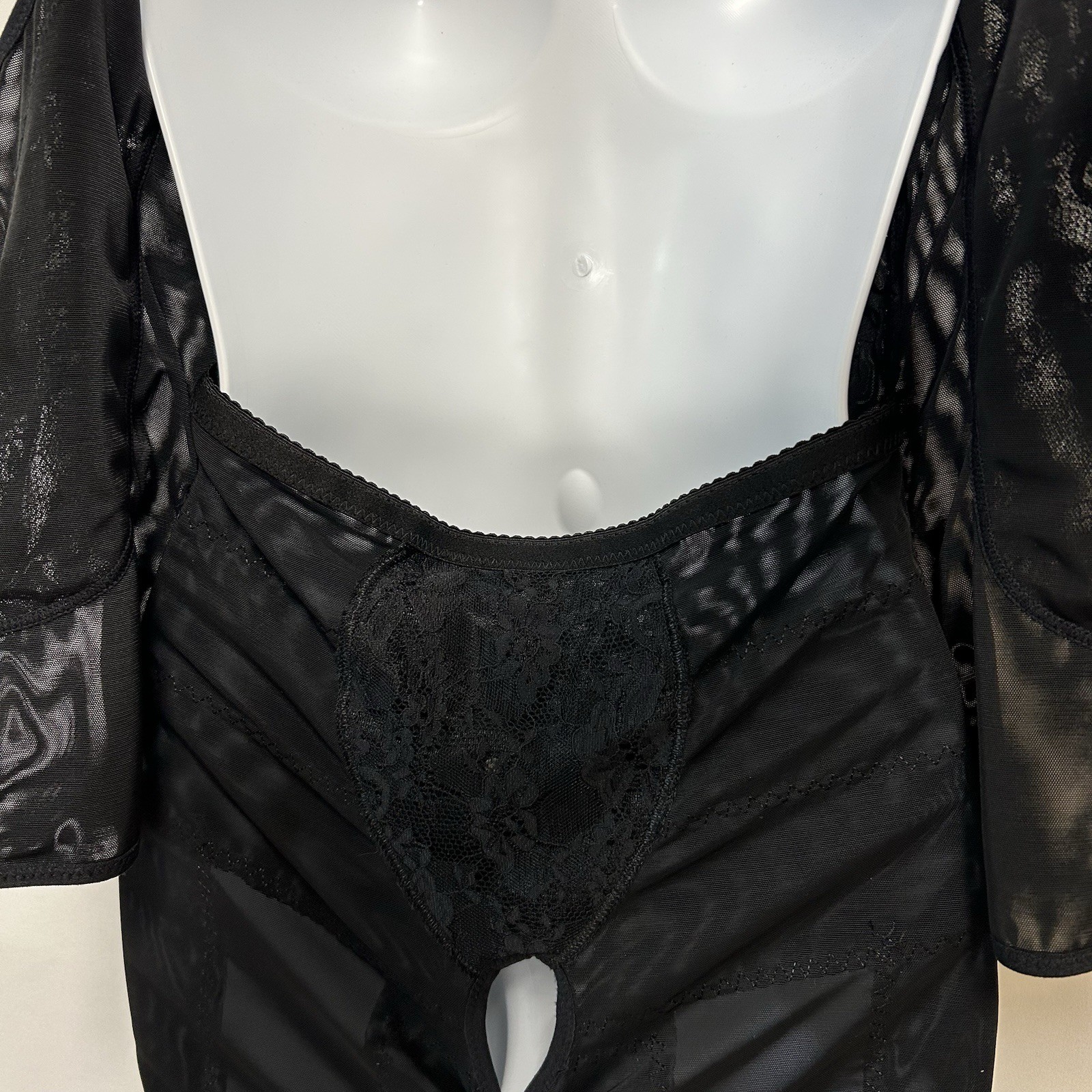 Supplim Shapewear Large Black Long Leg Crotchless Bodysuit Waist Cincher
