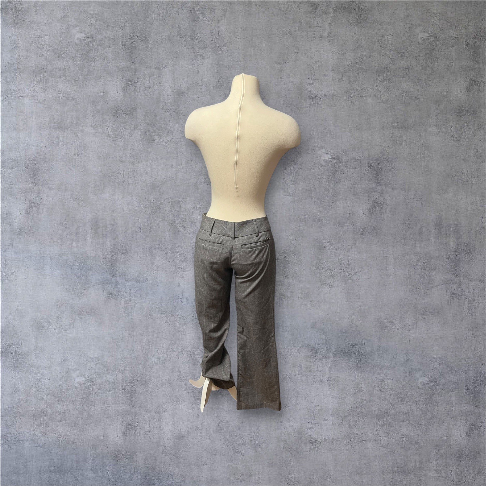 Vintage 2000s y2k Gray Grid Pattern 7th Avenue Sz 2 Low Rise Trousers