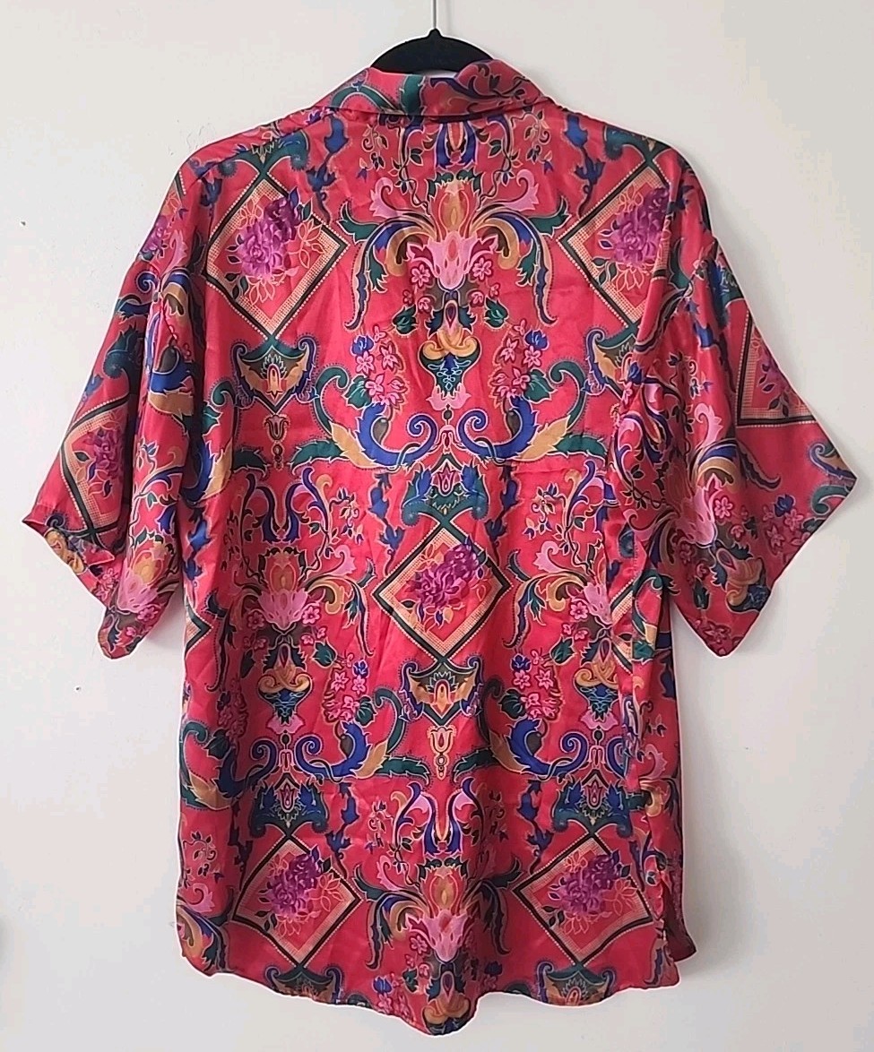 Vtg 90s Victoria’s Secret Gold Label PJ Long Top Liquid Satin Oversized P/Small