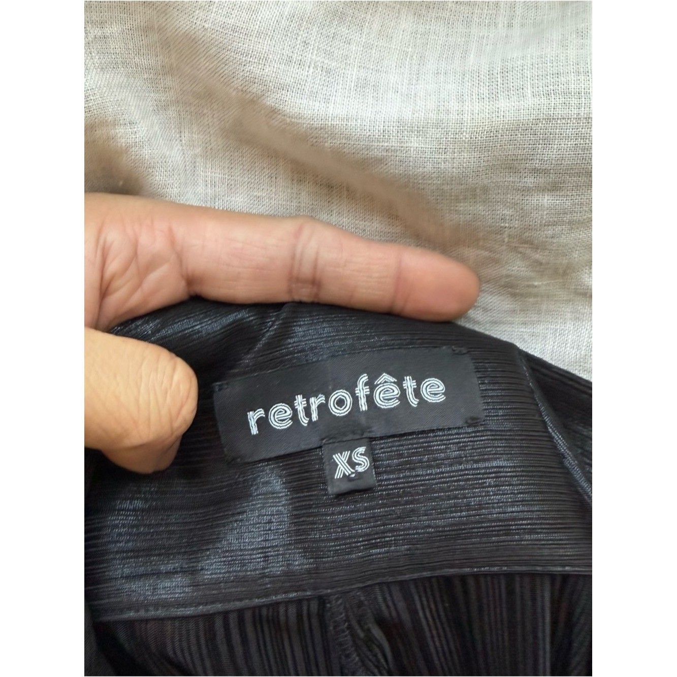 RETROFETE black pleated waist high rise cuffed trousers pants