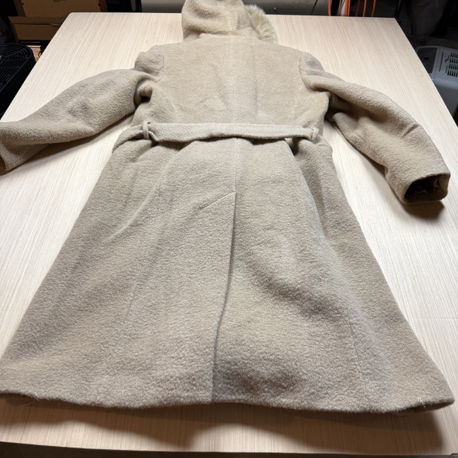 Vintage 60s Fur Collar Swing Mohair Blend Coat Women’s Size 44 Double Breasted