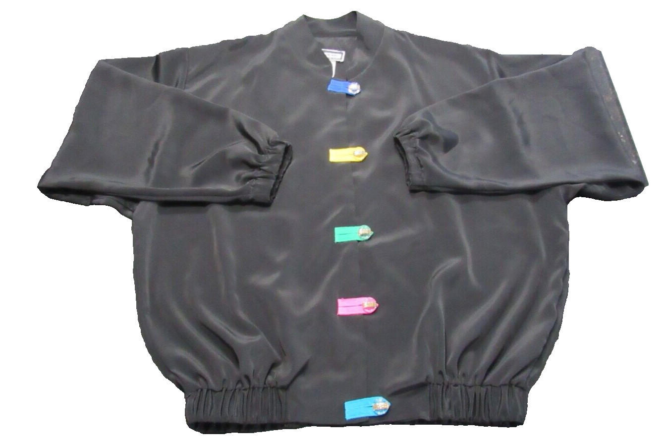 Vintage Your Way Fashions Button-up Black Dress Jacket w/ Color Pop button loops