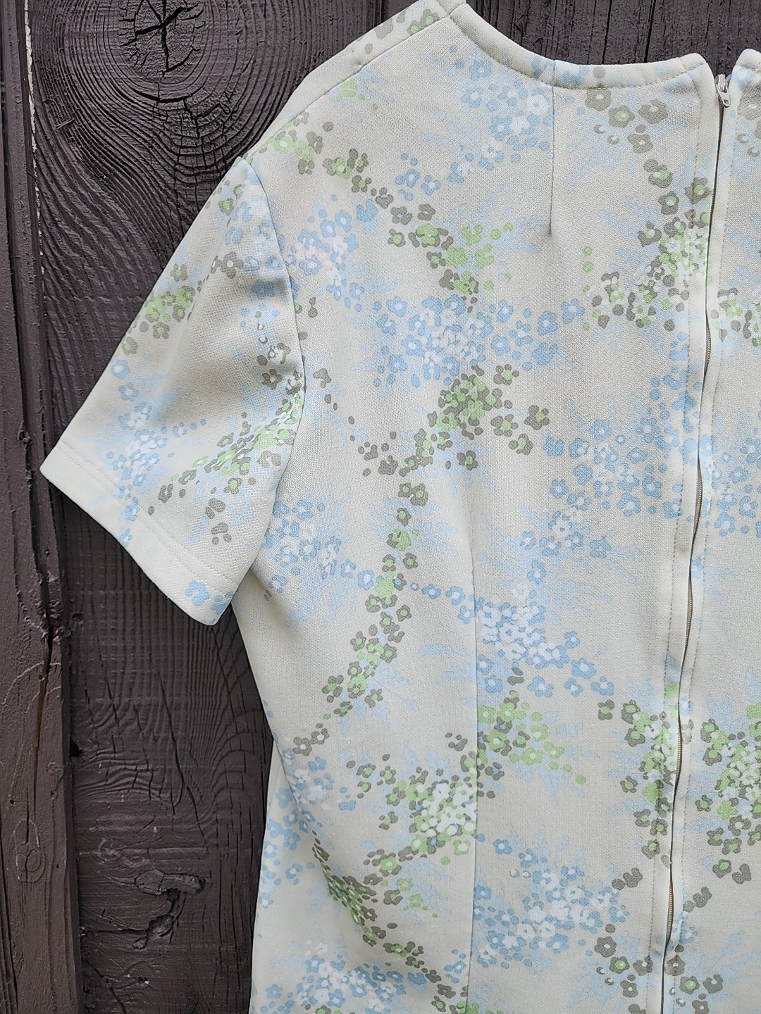 Vtg 70s Handmade Floral Print Double Knit Polyester Dress Womens XL-1X