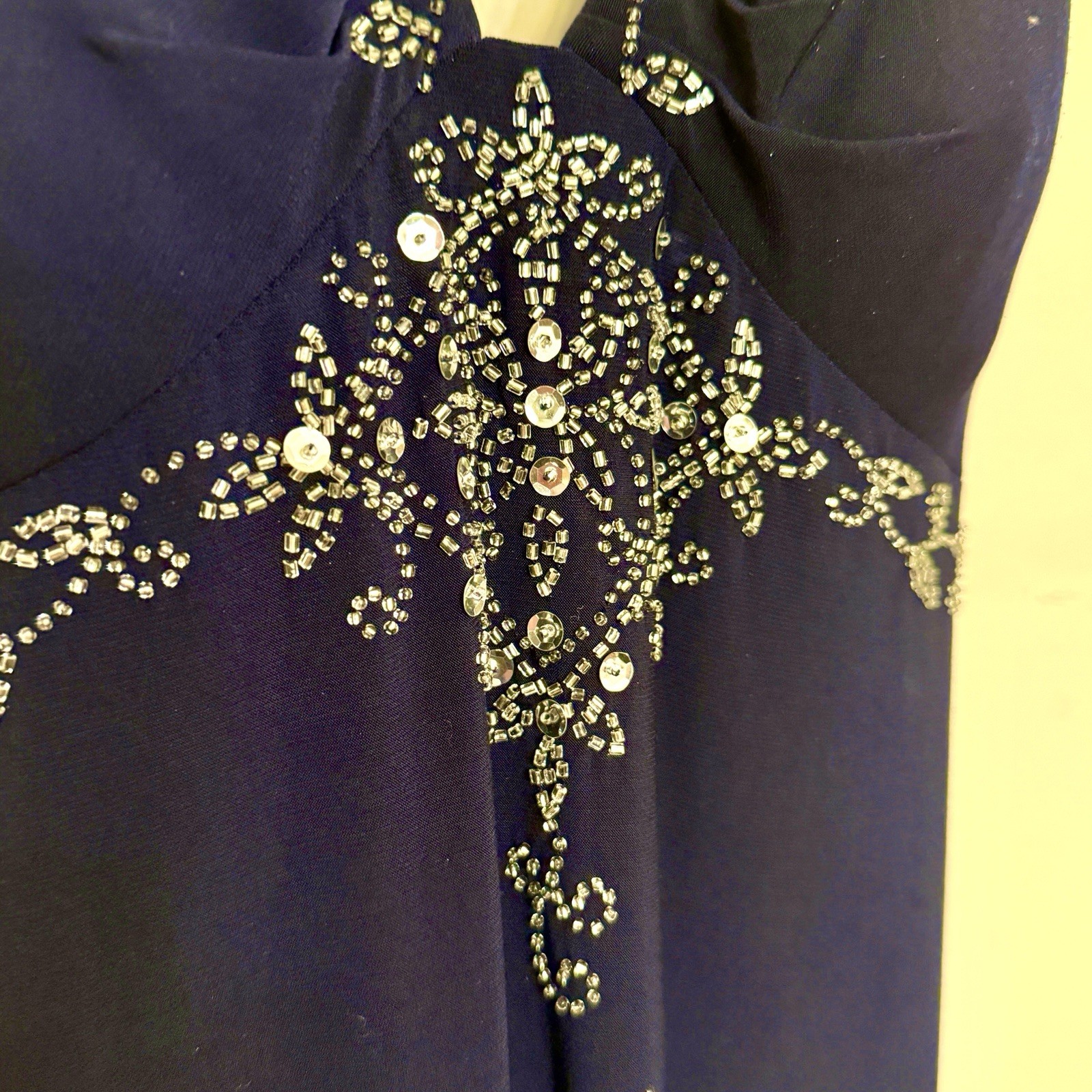 Vintage De Laru Beaded Evening Gown Prom Dress Halter Black Women’s 7/8