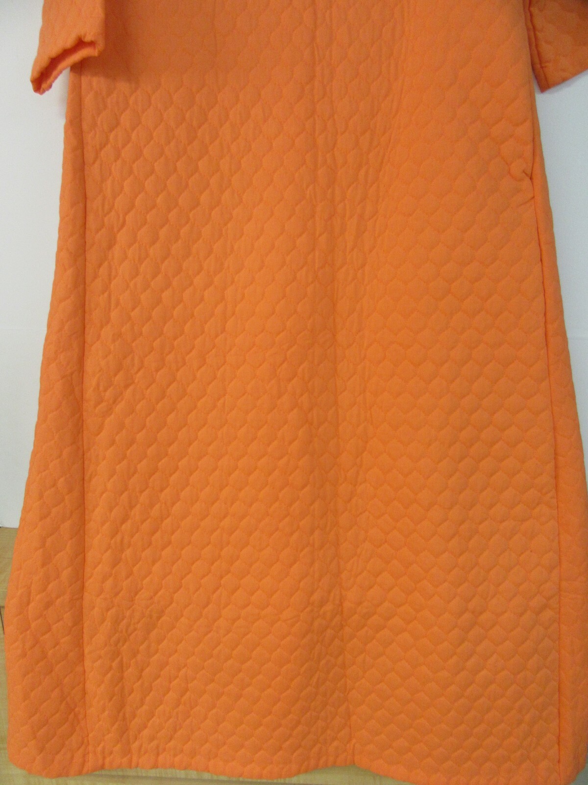 Vintage Kodel Quilted House Coat Orange Size 14 Button Front 1 Pocket