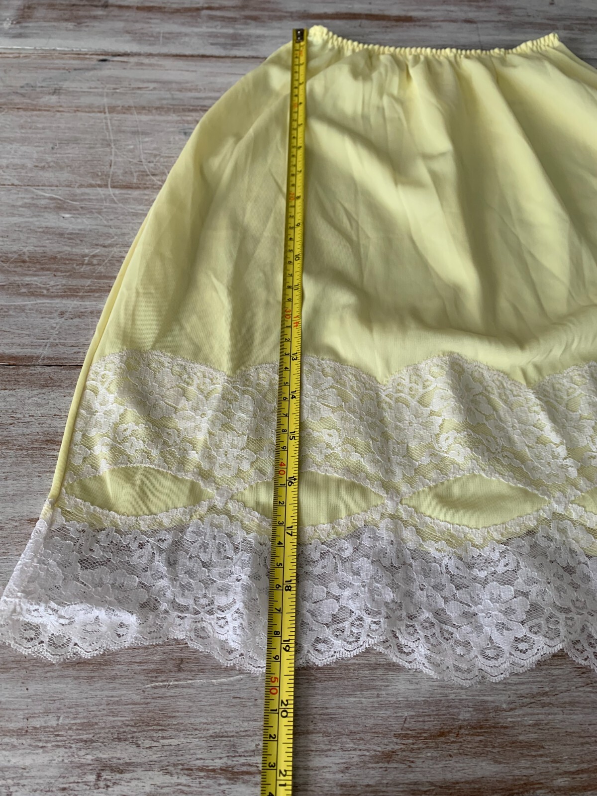 Greenco Maid Vintage Size 6 Medium Sunny Yellow Half Slip White Lace Detail