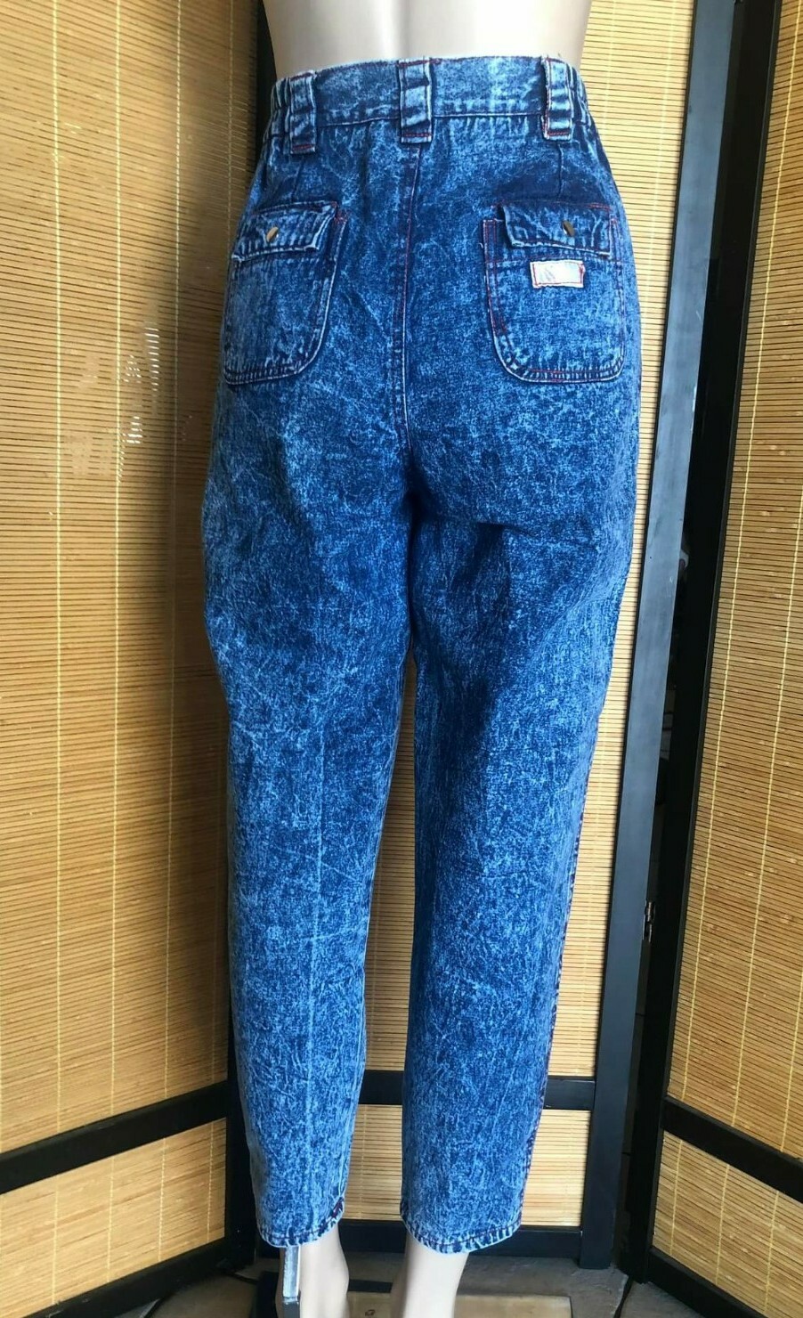 Vintage 80s Acid Washed High Waisted Denim Mom Jeans USA New Wave „LOVE ME” S