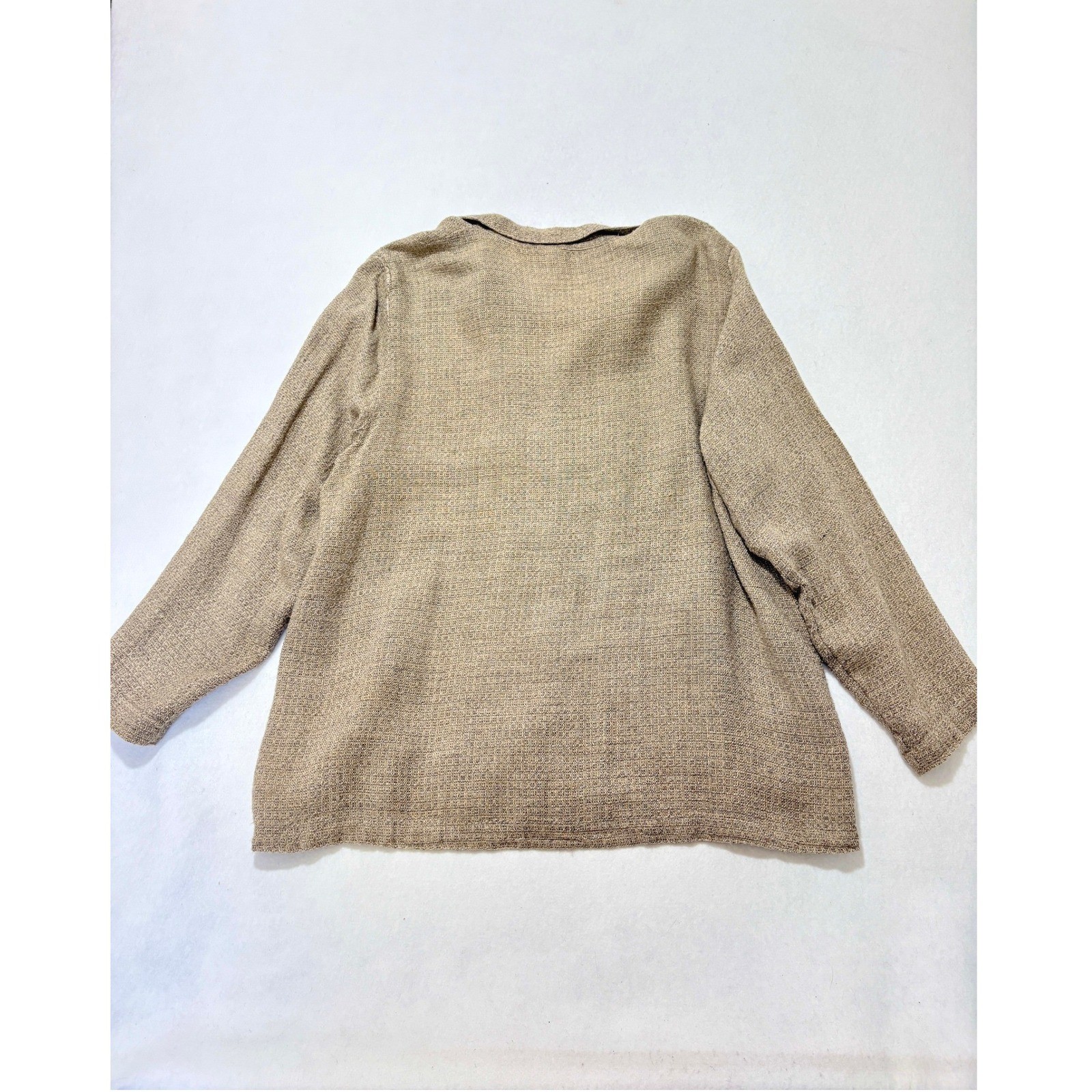 Vintage CP Shades Women Flax Rayon Blend Button Front Chore Jacket Tan Small