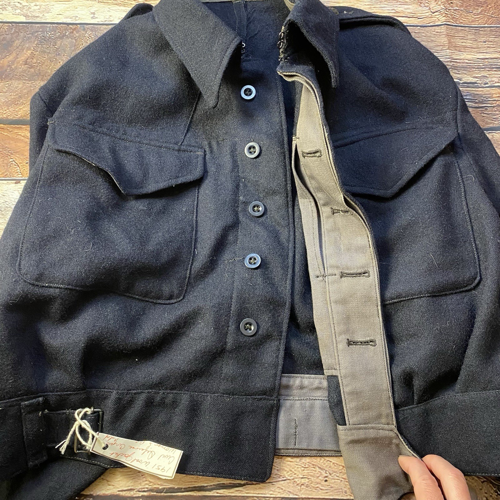 Vintage 1951 Women’s Wool Civil Defence Military Jacket Size 8 Navy