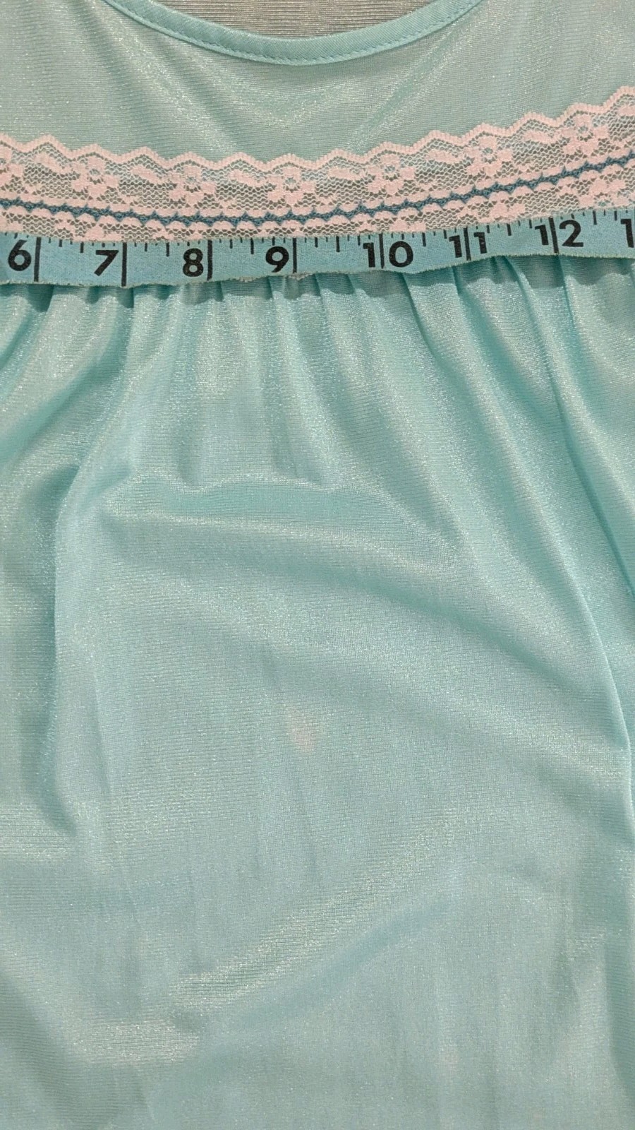 Vtg Dutchmaid Short Nightie Sz M Bright Blue Sweet Innocent Lace & Ruffle