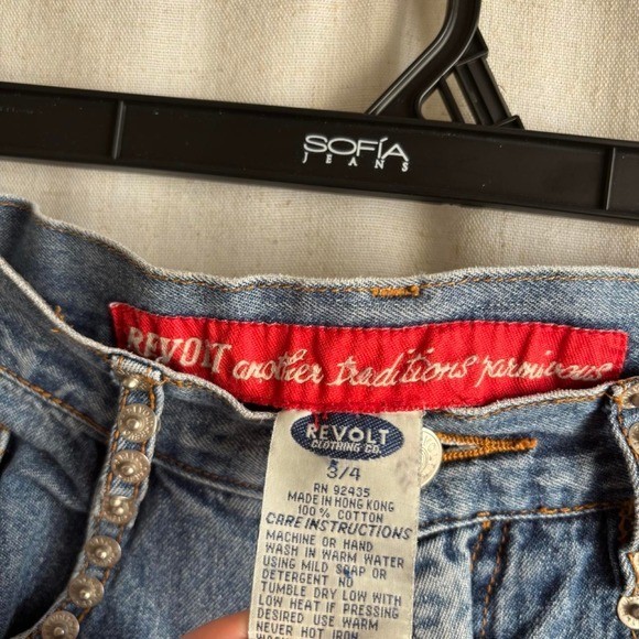 Y2K Grunge Denim revolt Jeans studded pockets straight/loose fit small 25″