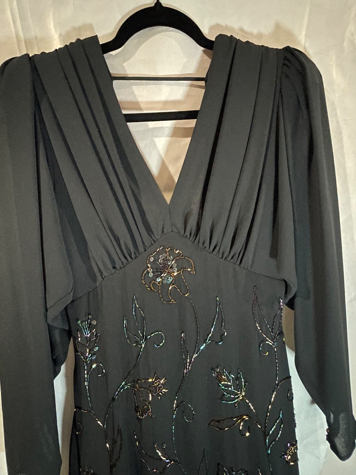 Vintage Casadei Black Multi Color Beaded Cocktail Dress