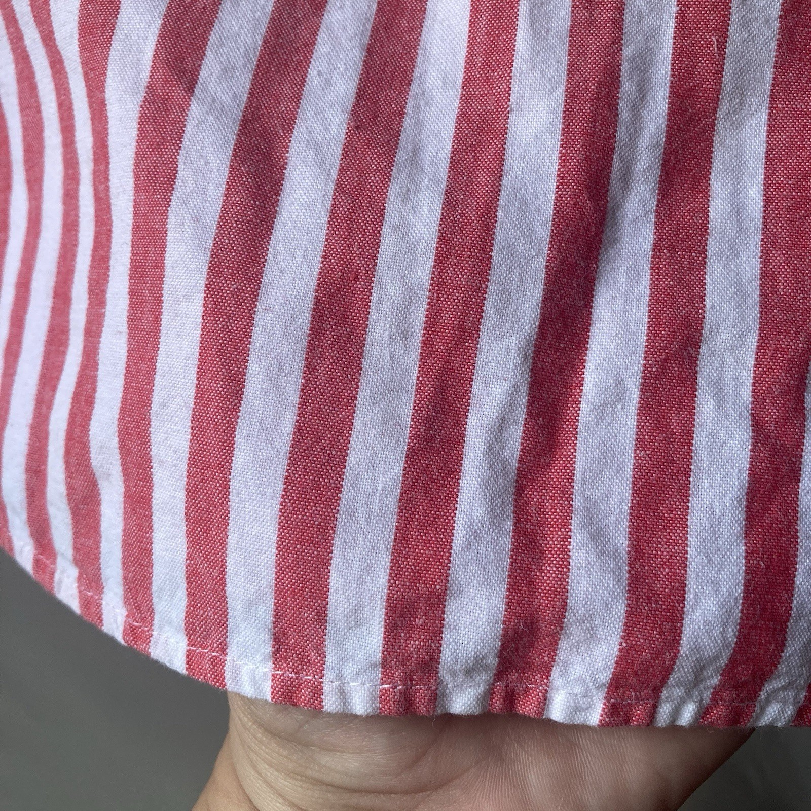 VTG Eddie Bauer Red Striped Short Sleeve Shirt Womens Med Preppy Quiet Luxury
