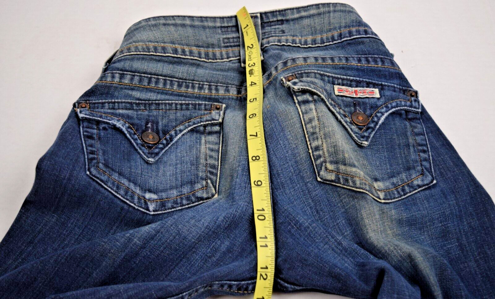 VTG Jeans Hudson Size 26 x 32 S/M 90s Med Blue Fading Low Rise Flared Made USA