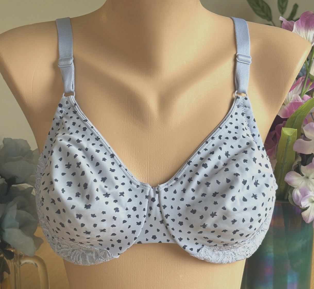 OLGA 38C Violet Speckle Luxury Lift Full Figure Molded Cup Underwire Bra #50010