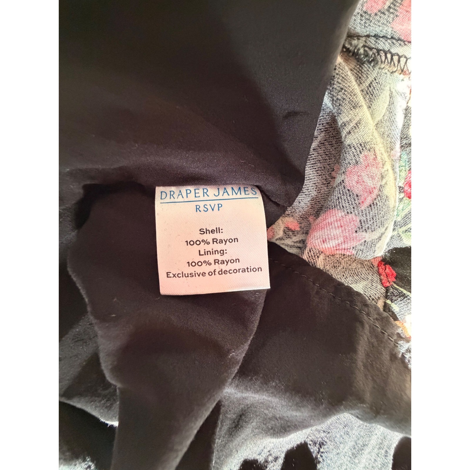 Draper James RSVP Floral Long Sleeve Mini Dress Womens L Black Cottagecore Boho