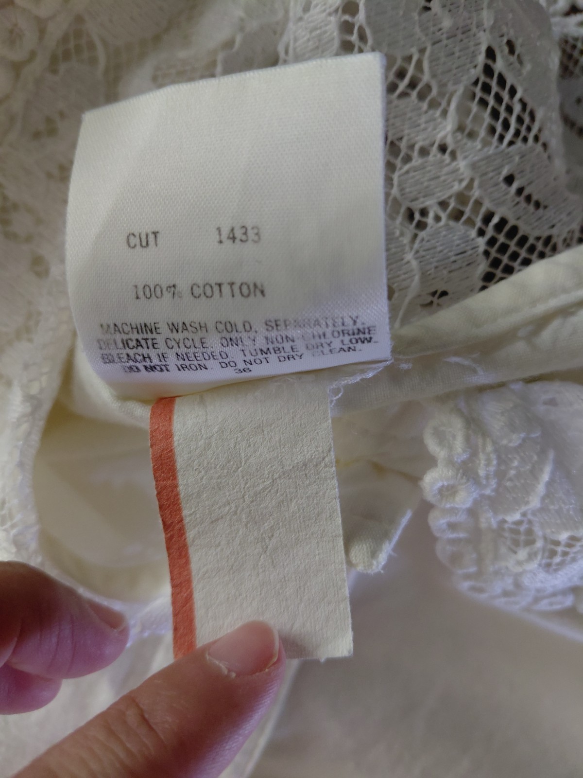 Vintage Victorian Cottage Prairie Style Ivory Cotton Midi Dress Peter Pan USA