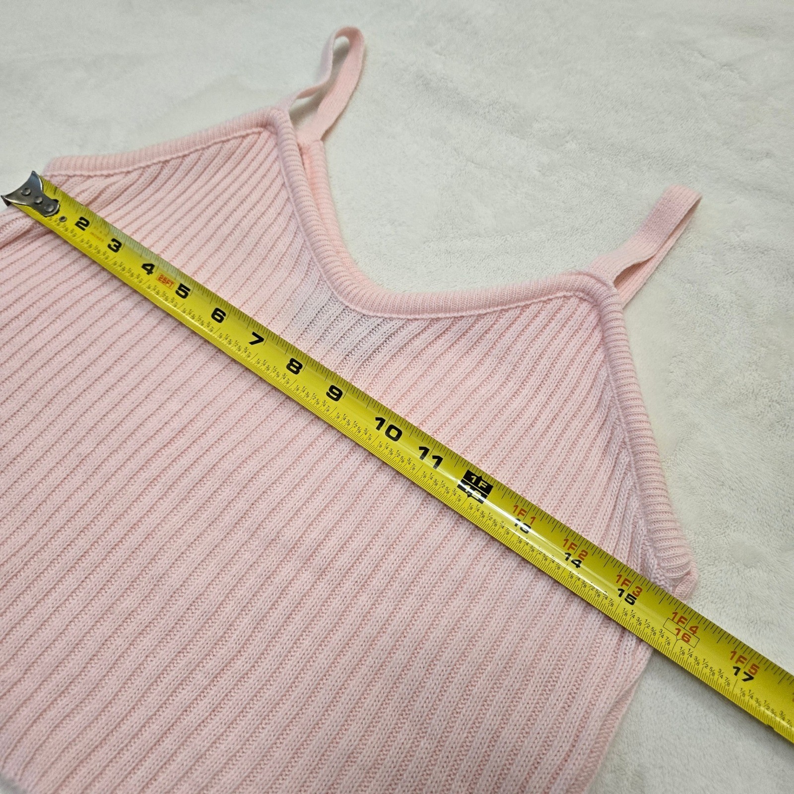 LA Express Vintage 90s Pink Ribbed Short Sleeve Knit Cardigan Tank Set Medium