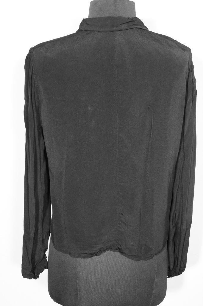 RARE VINTAGE FRENCH 1940’S WWII ERA BLACK RAYON BLOUSE SIZE LARGE