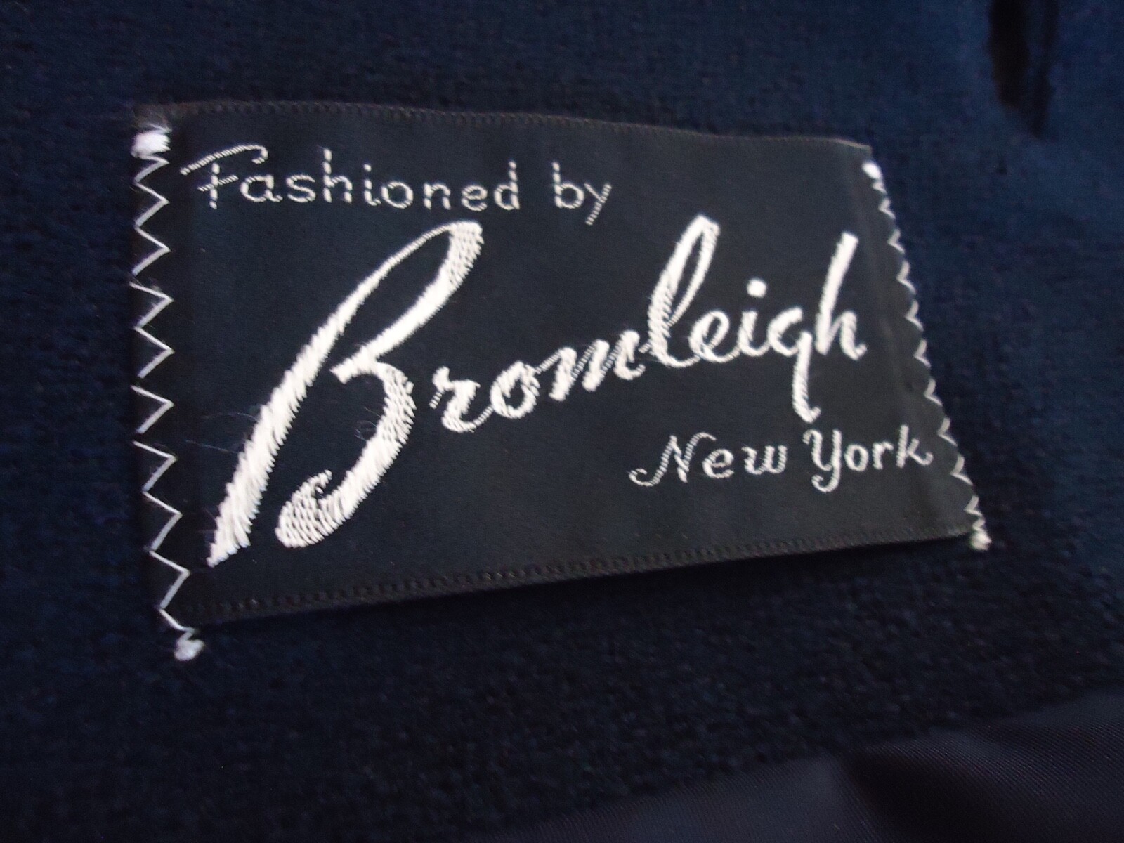 VTG COAT Fashioned by BROMLEIGH New York NEW NOS Navy Wool Lightweight sz16 USA