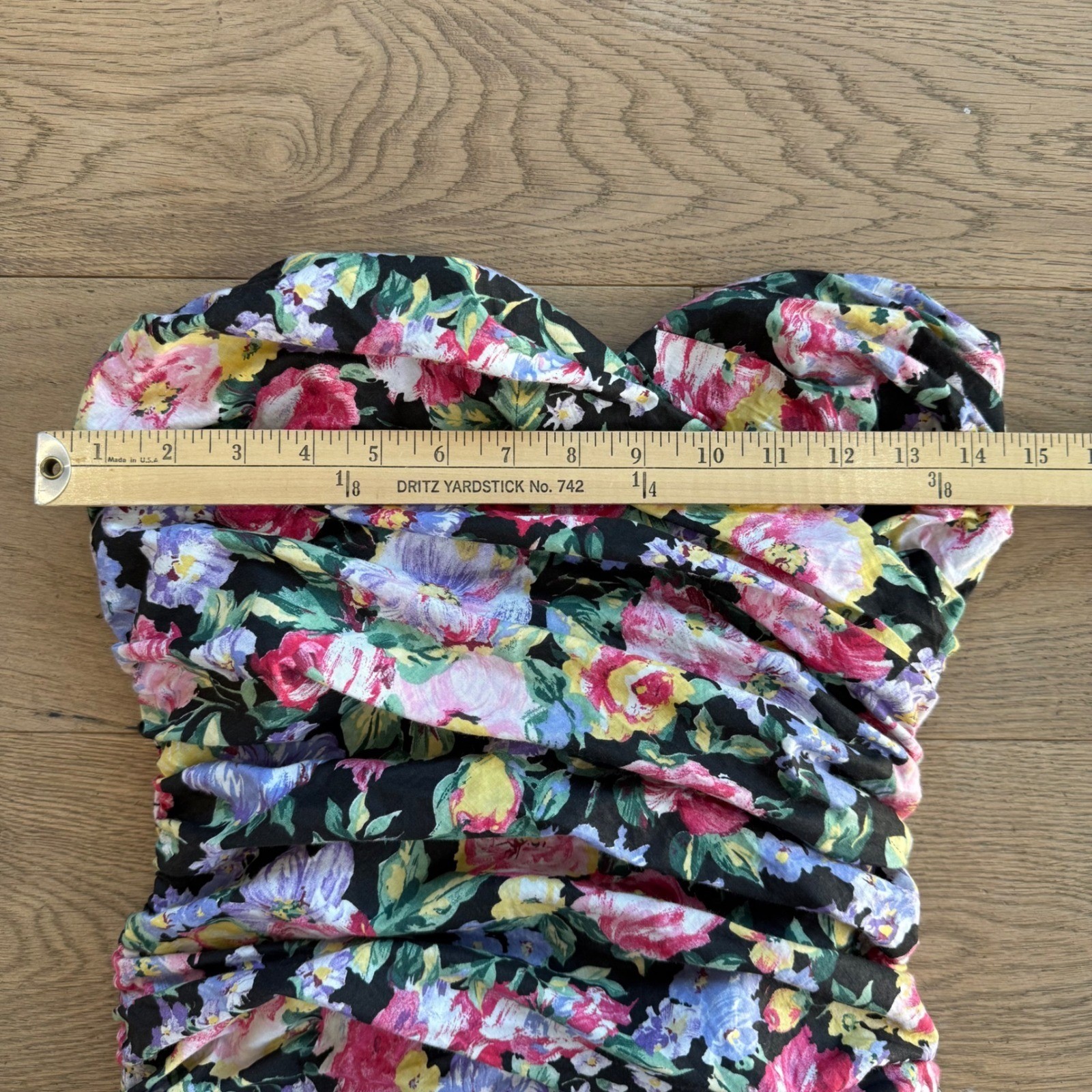 Vintage Positively Ellyn Strapless Floral Ruched Bubble Hem Mini Dress Size 12