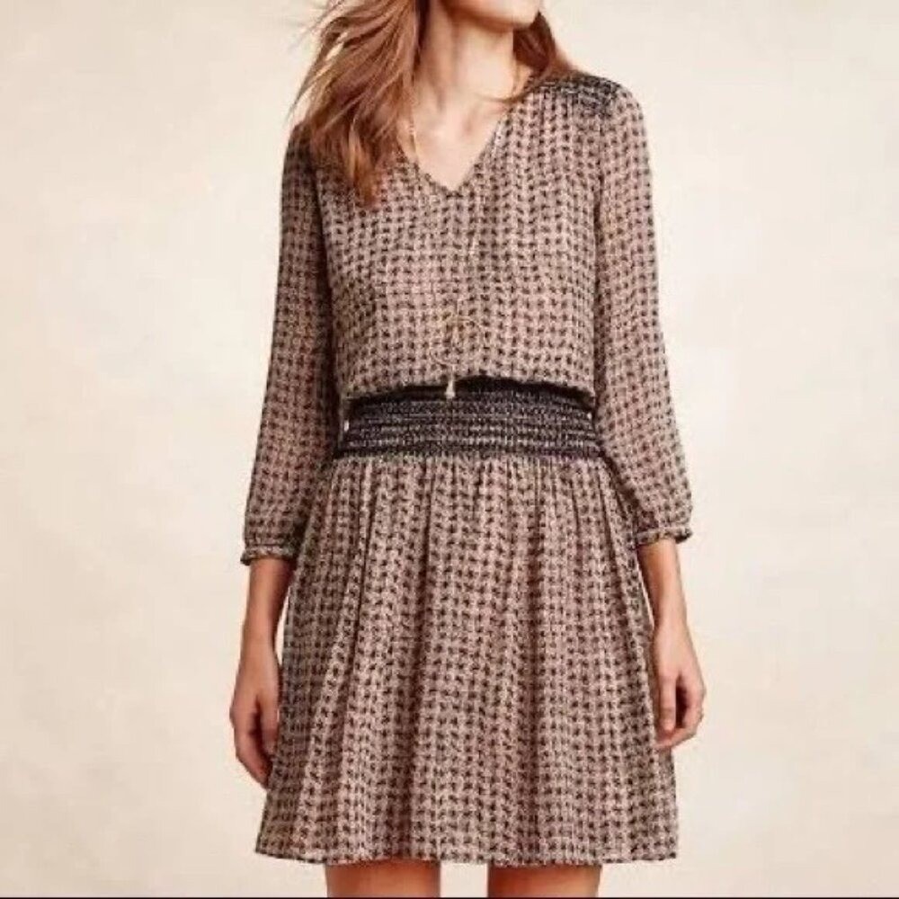 Anthropologie Vanessa Virginia Smocked Waist Daytripper Dress Small- Bohemian