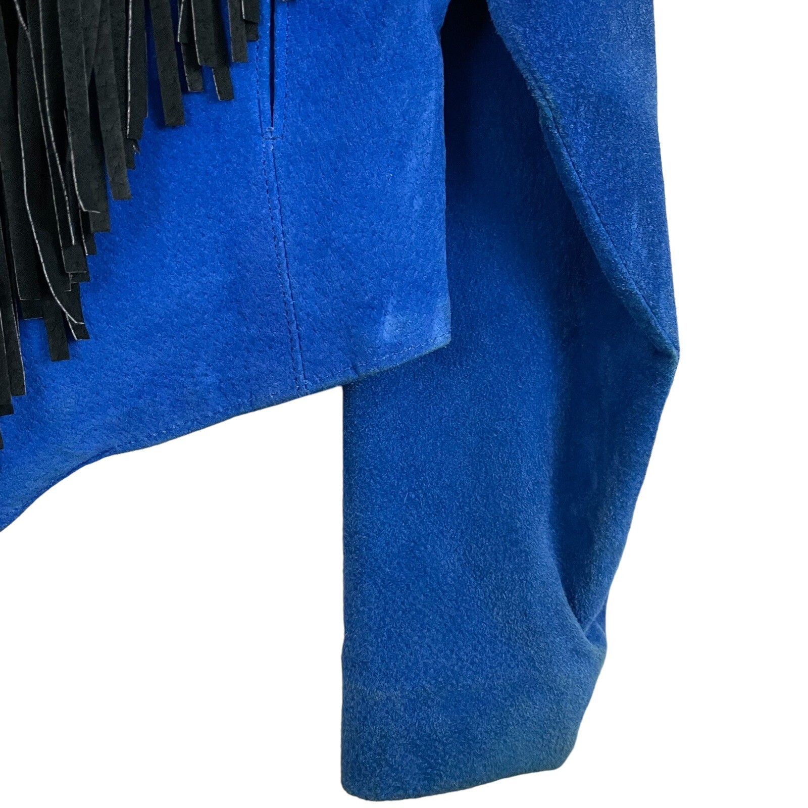 VTG 80s Western Phoenix Frontier Fringe Jacket Skirt S/M Blue Suede Bead Outfit