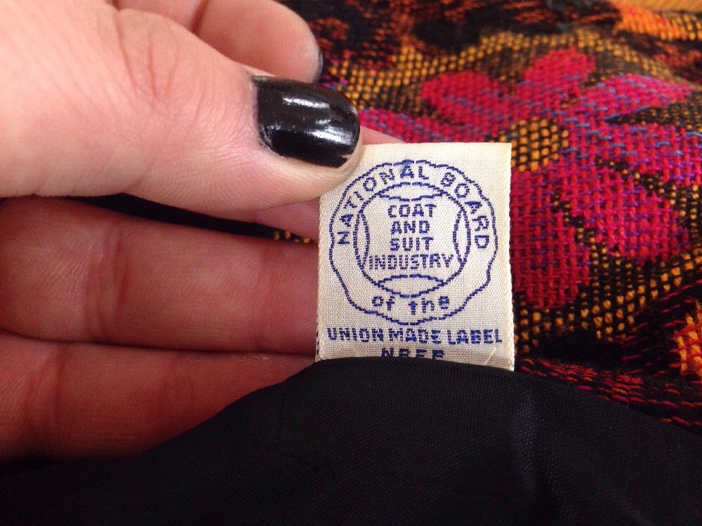 Vtg 70s Saks Fifth Ave Pewter Button Military Brocade USA Union Made Coat S-M