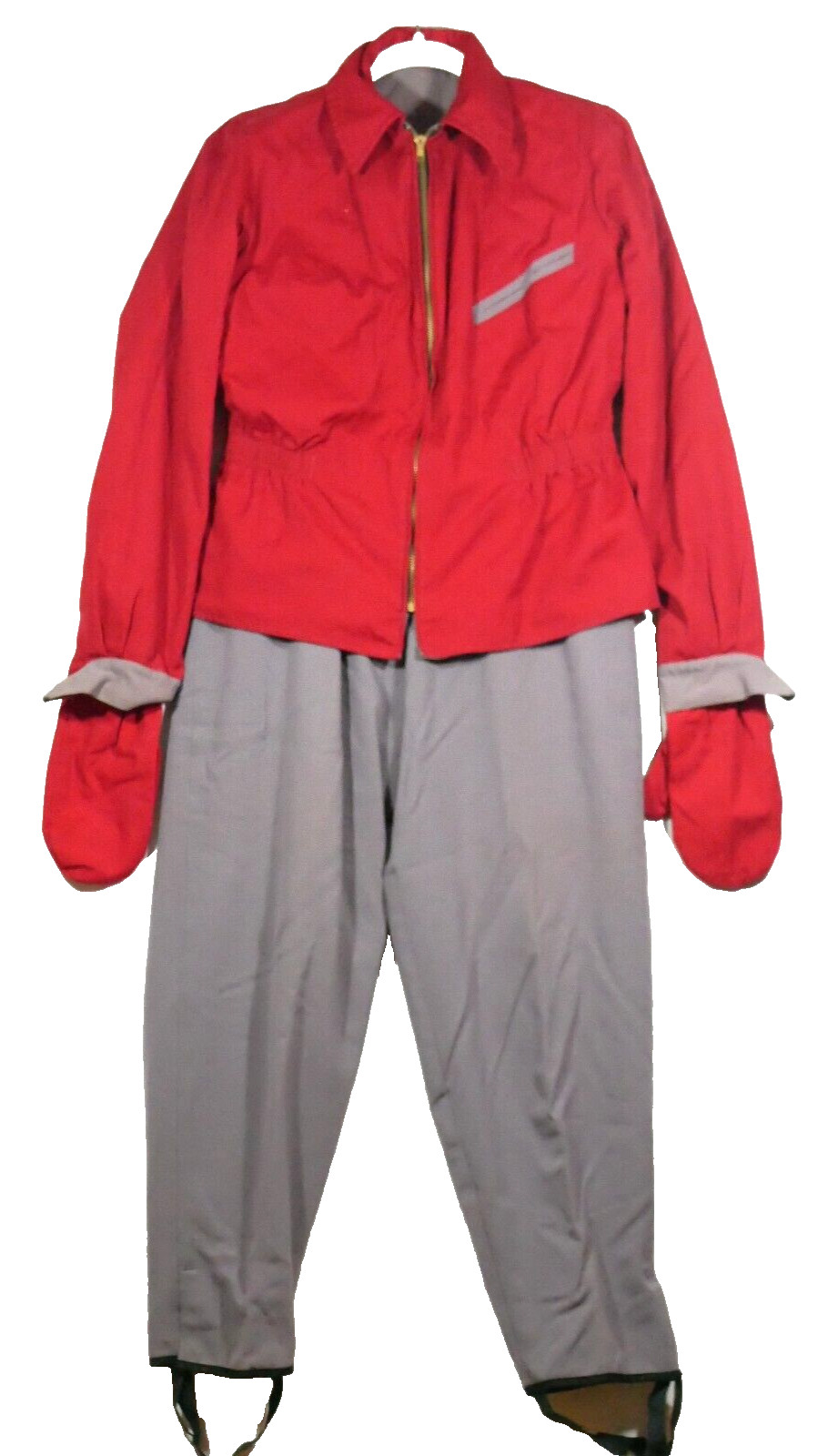 VTG 1940’s White Mountain Women’s Red Gray Reversible Ski Suit Wool Gabardine
