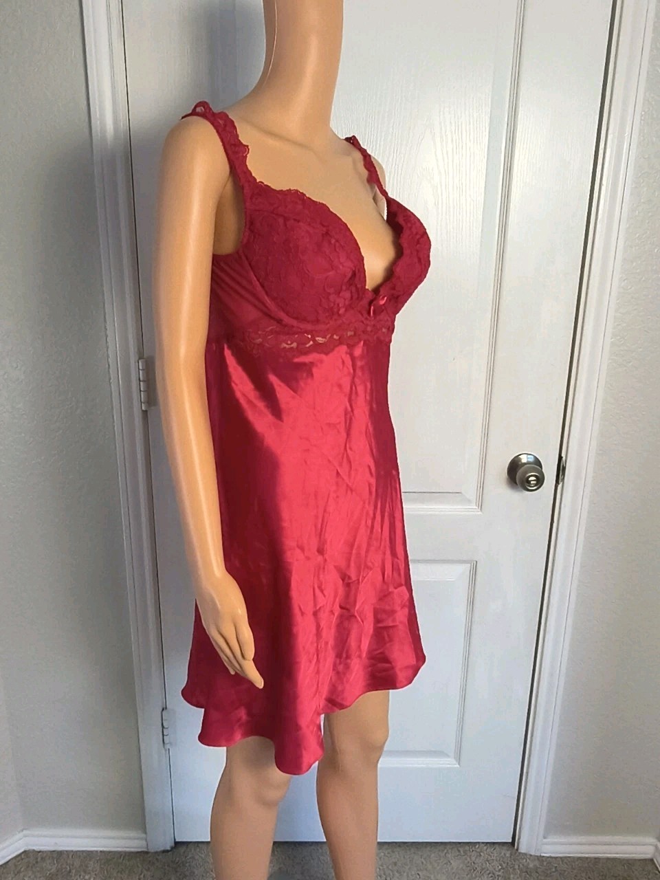 Vintage Victoria Secret Babydoll 90s Satin Lace Lingerie Size L Miracle Bra -P41